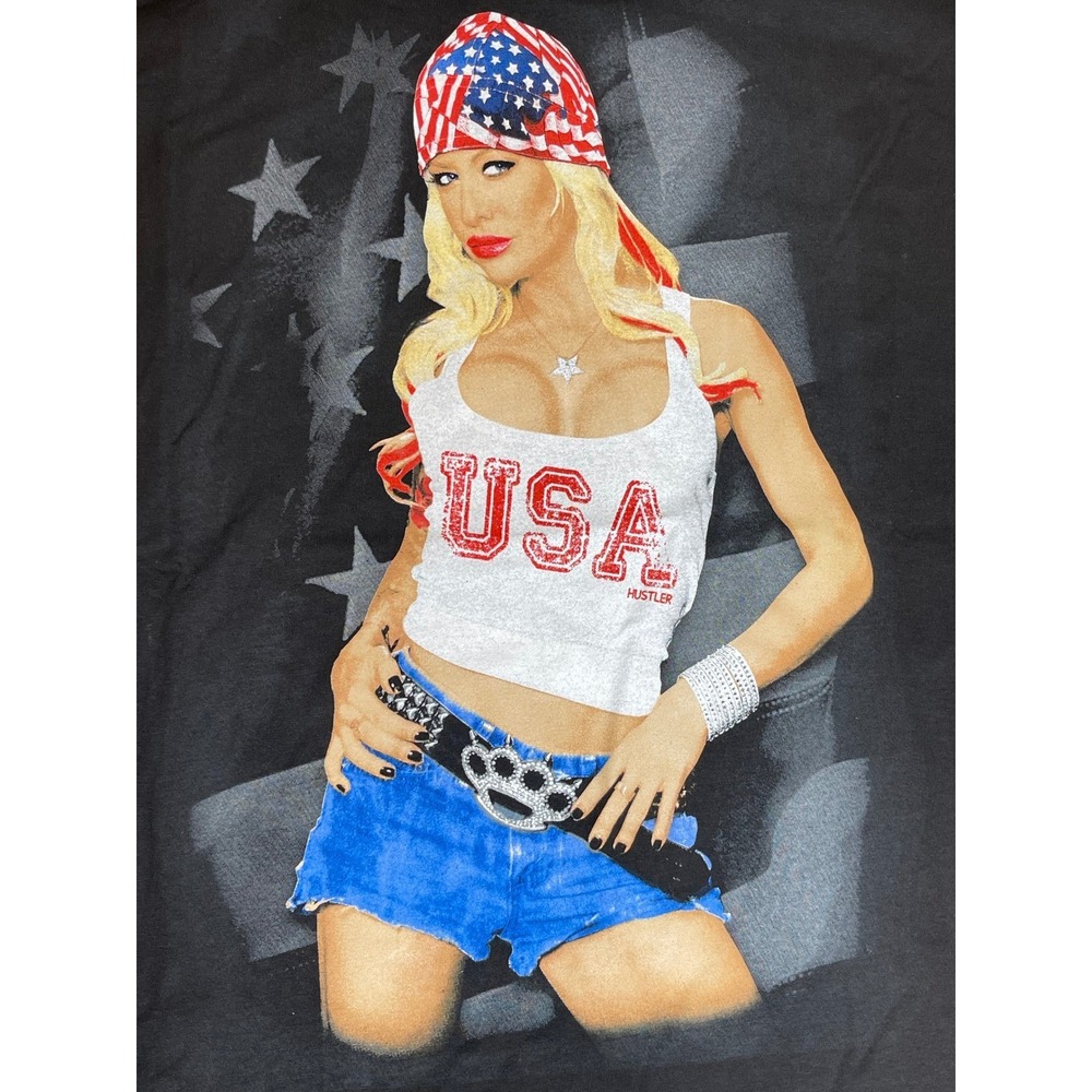 NEW Vintage Y2K Hustler Mens Black USA Damn Proud Sexy Girl Graphic T-Shirt 3XL - Picture 5 of 7